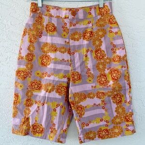 Free People Sun in My Eyes Lavender Fields High-rise Bermuda Shorts Floral Sz 4